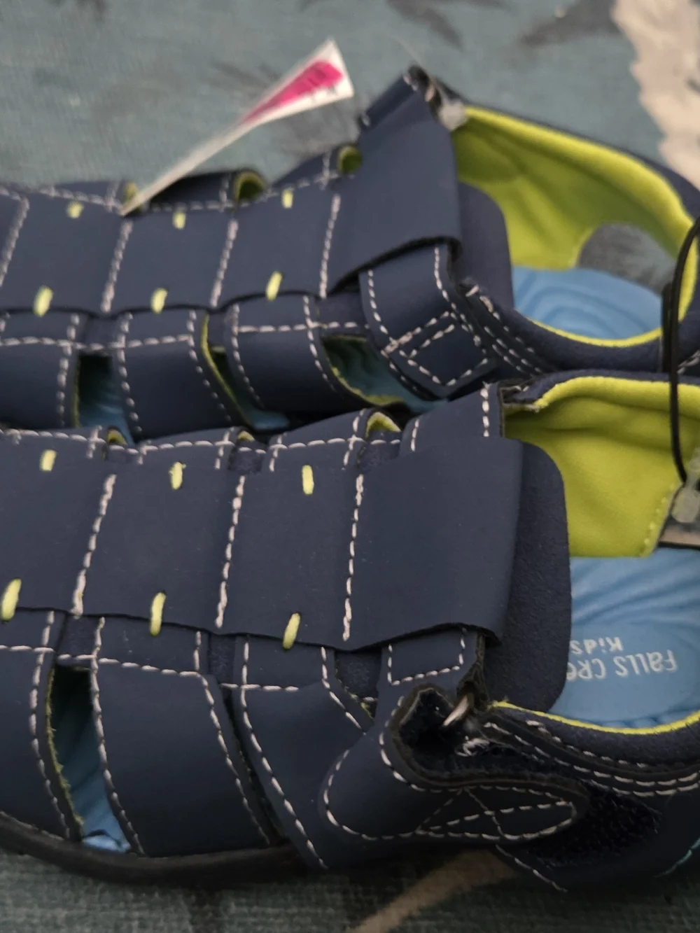 Falls Creek Navy and Lime Kids Closed-Toe Sandals